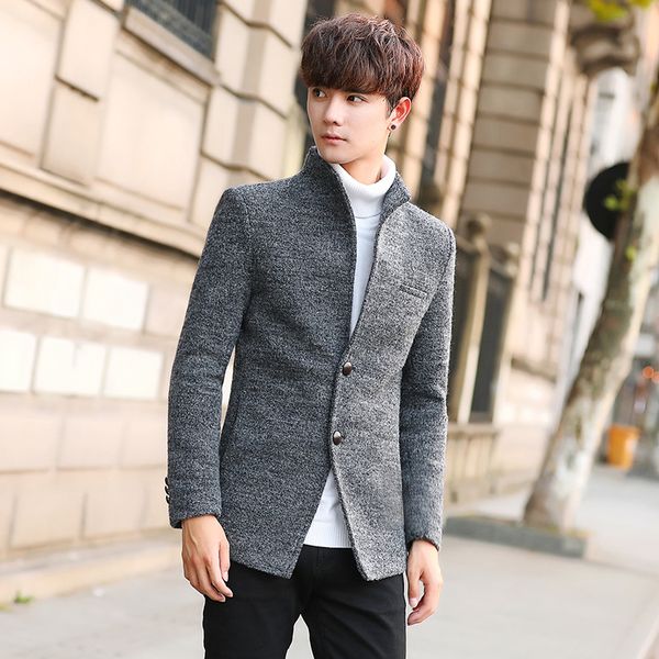 2018 autumn and winter windbreaker korean casual woolen coat men's self-cultivation long windbreaker coat tide, Tan;black
2018 autumn and winter windbreaker korean casual woolen coat men's self-cultivation long windbreaker coat tide, Tan;black