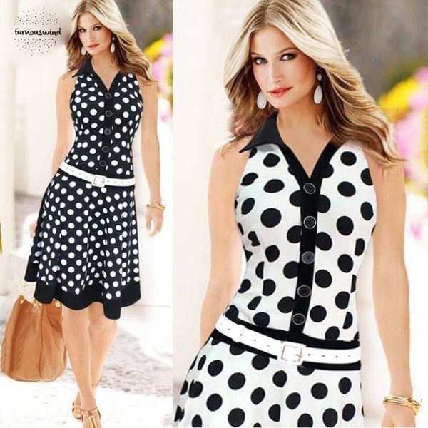 2019 size summer dress fashion polka dot sleeveless v neck print women ladies black white dresses feminine plus size, Black;gray
2019 size summer dress fashion polka dot sleeveless v neck print women ladies black white dresses feminine plus size, Black;gray