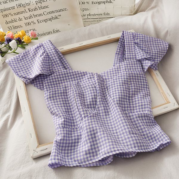 college-style flying sleeve plaid dungaree shirt women tank, White
college-style flying sleeve plaid dungaree shirt women tank, White