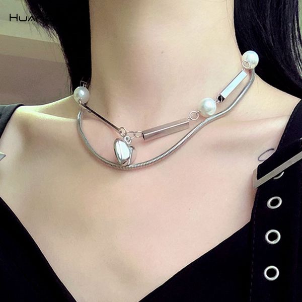 huanzhi 2020 new hip hop punk love pendant pearl double layer stacked metal chain lock necklace for women and man jewelry, Silver
huanzhi 2020 new hip hop punk love pendant pearl double layer stacked metal chain lock necklace for women and man jewelry, Silver