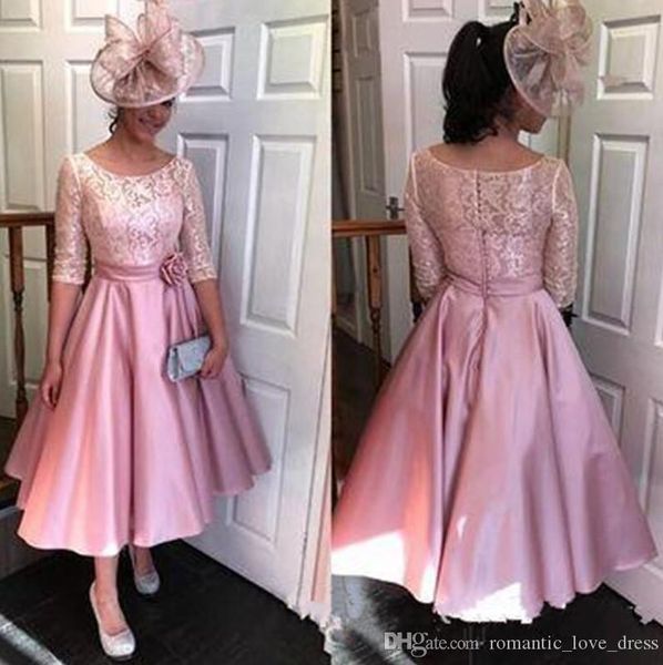 blush pink short lace mother of the bride dresses scoop neckline flower sash half sleeve tea length satin wedding guest gowns m021, Black;red
blush pink short lace mother of the bride dresses scoop neckline flower sash half sleeve tea length satin wedding guest gowns m021, Black;red