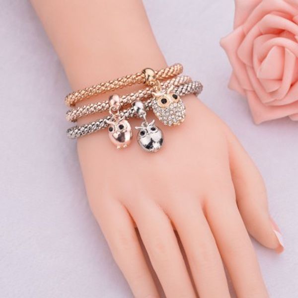 3 pcs/set crystal owl bracelet & bangle elastic heart bracelets for women pulseira masculina bb146, Golden;silver
3 pcs/set crystal owl bracelet & bangle elastic heart bracelets for women pulseira masculina bb146, Golden;silver