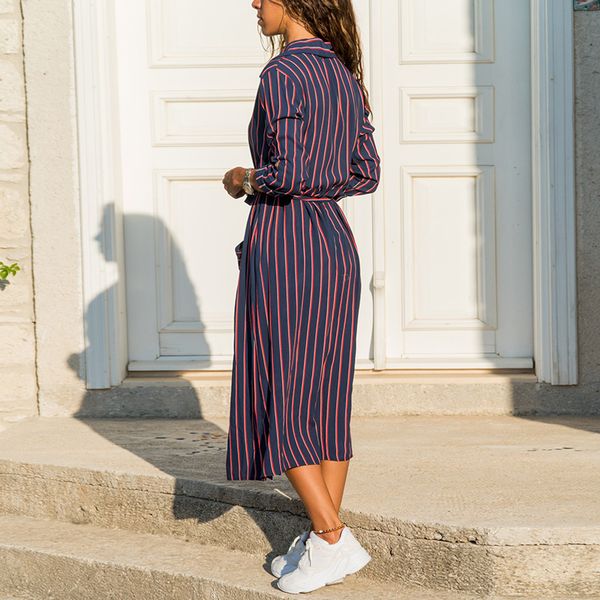 fashion striped midi dress summer turn down collar bandage casual dresses lady long sleeve pockets beach dress vestido mujer, Black;gray
fashion striped midi dress summer turn down collar bandage casual dresses lady long sleeve pockets beach dress vestido mujer, Black;gray