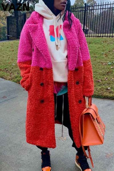 vazn new arrival 2019 winter lady thick solid rose red long coats full sleeve button woolen coats patchwork colors coat, Black
vazn new arrival 2019 winter lady thick solid rose red long coats full sleeve button woolen coats patchwork colors coat, Black