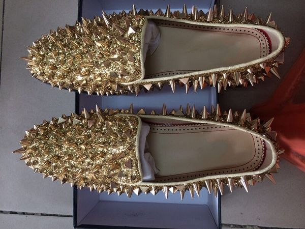 2017 red bottom men shinny glitter flats shoes black sliver gold spiked men loafers loafers rivets men casual shoes real pics size 38-46 t07
2017 red bottom men shinny glitter flats shoes black sliver gold spiked men loafers loafers rivets men casual shoes real pics size 38-46 t07