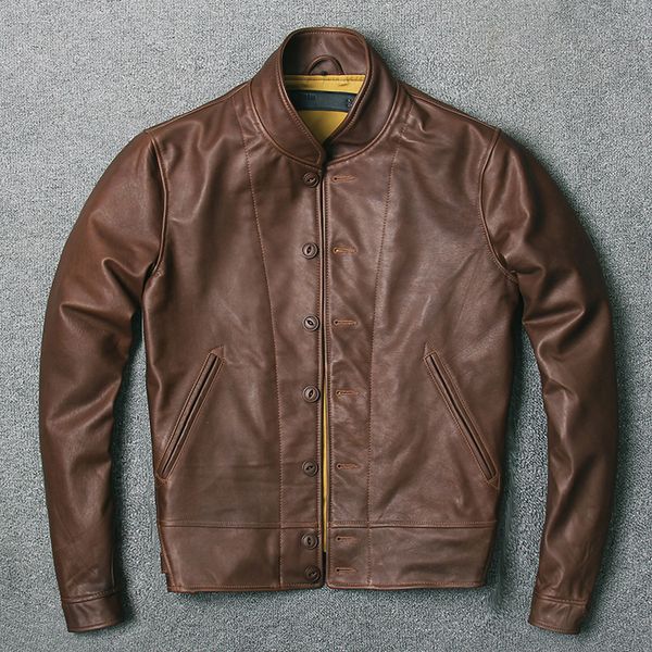 einstein memorial style casual genuine leather jackets stand collar vintage brown cow leather jackets, Black
einstein memorial style casual genuine leather jackets stand collar vintage brown cow leather jackets, Black