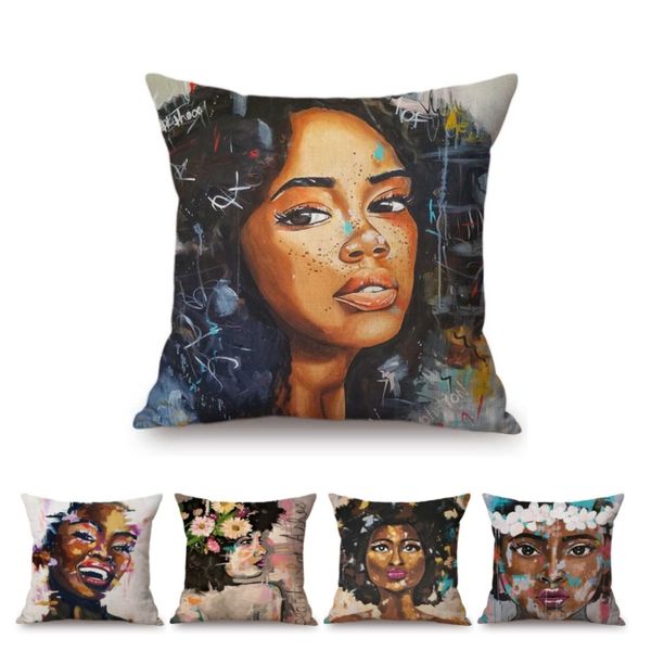 fashion african women girl princess pretty face oil painting home decorative sofa throw pillow case cotton linen cushion cover
fashion african women girl princess pretty face oil painting home decorative sofa throw pillow case cotton linen cushion cover
