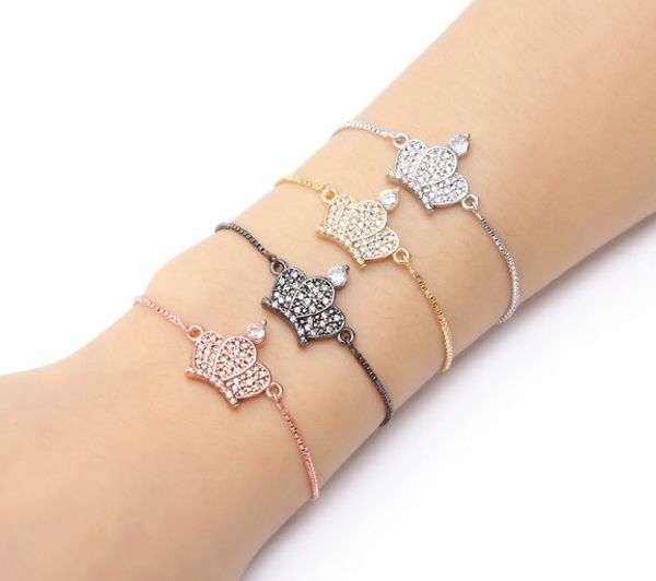 gold silver chain bracelet micro pdave cz rope cubic zirconia adjusted macrame crown bracelet charm women jghj3, Black
gold silver chain bracelet micro pdave cz rope cubic zirconia adjusted macrame crown bracelet charm women jghj3, Black