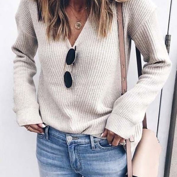 autumn winter women sweaters loose female sweaters casual v neck solid pullovers basic long sleeve pullovers, White;black
autumn winter women sweaters loose female sweaters casual v neck solid pullovers basic long sleeve pullovers, White;black