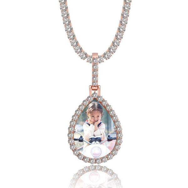 new custom necklace drop-shaped medal p pendant iced out zc picture necklace hip hop fashion women chains jewelry necklaces, Silver