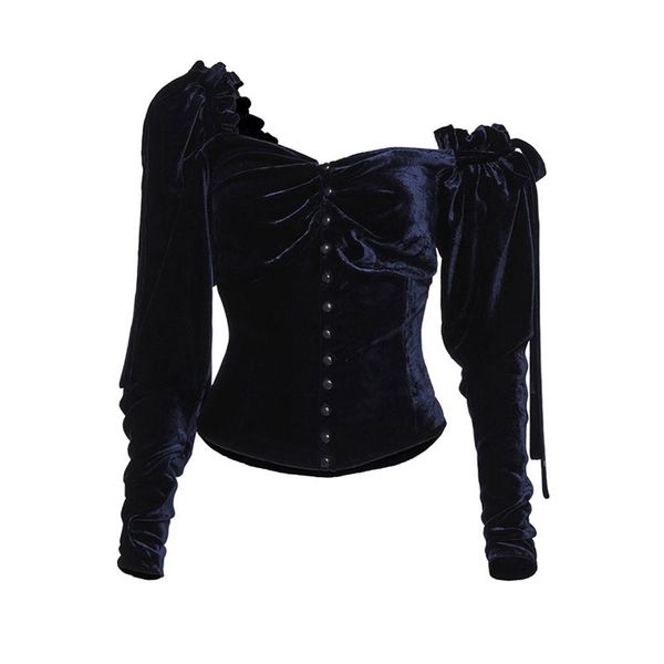 velvet blouse women goth vintage dark blue elegant lace up beading winter warm slim ladies party backless blouses shirt, White
velvet blouse women goth vintage dark blue elegant lace up beading winter warm slim ladies party backless blouses shirt, White