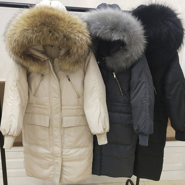 large real raccoon fur collar 2019 winter parka female winter jacket women hooded warm long white duck down jacket thick coat, Black
large real raccoon fur collar 2019 winter parka female winter jacket women hooded warm long white duck down jacket thick coat, Black