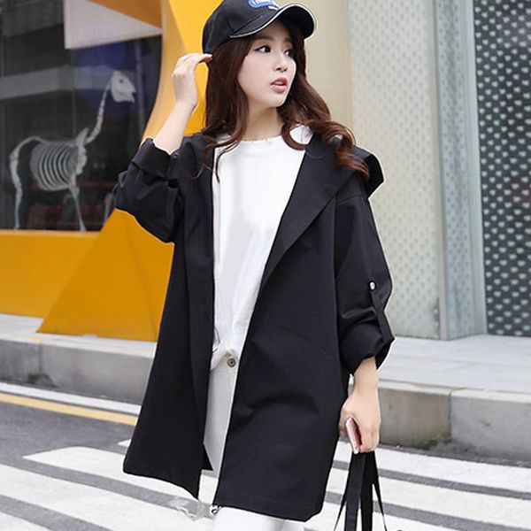 women girl autumn coat hooded loose medium long preppy style spring trench coat sal99, Black;red
women girl autumn coat hooded loose medium long preppy style spring trench coat sal99, Black;red