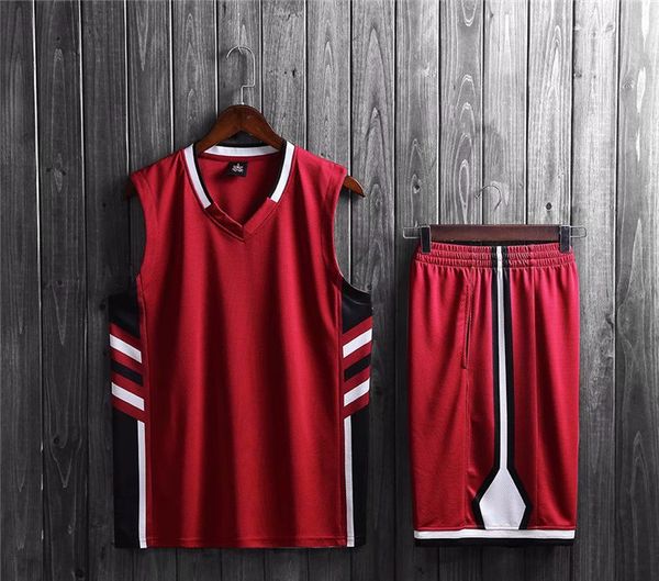 new style basketball uniform sets sports jersey for men 27, Black;red