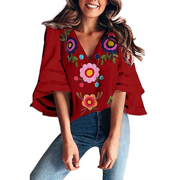 soft v neck summer printed casual shopping mesh party patchwork loose women blouse daily flare sleeve, White
soft v neck summer printed casual shopping mesh party patchwork loose women blouse daily flare sleeve, White