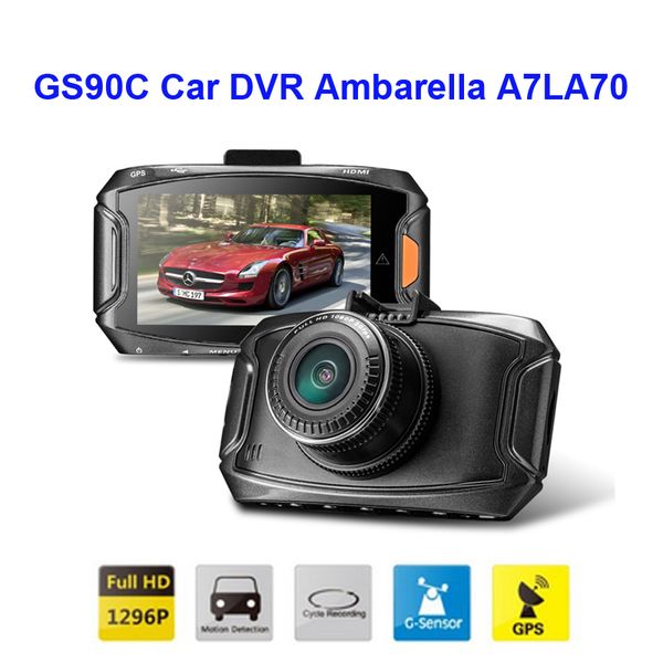 

original gs90c car dvr ambarella a7la70 1296p 30fps 2.7inch car camera video recorder 170 degree hdr+g-sensor+gps dash cam