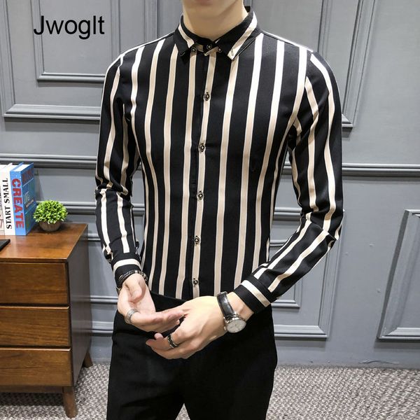 korean streetwear fashion men's casual shirt slim fit men's casual striped shirt long sleeve party social shirts men male camisa, White;black
korean streetwear fashion men's casual shirt slim fit men's casual striped shirt long sleeve party social shirts men male camisa, White;black