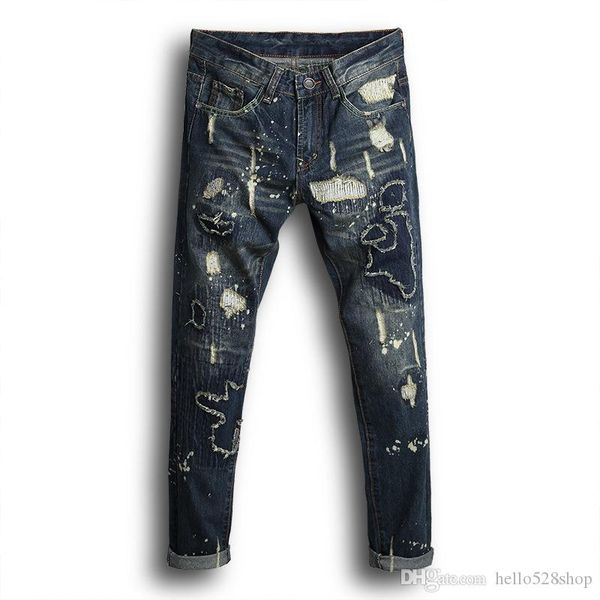 vintage blue embroidery stitching nen's jeans tide brand personality jean pants hole small straight cowboy trousers
vintage blue embroidery stitching nen's jeans tide brand personality jean pants hole small straight cowboy trousers