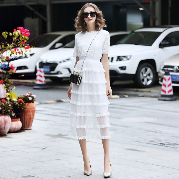 new arrival 2019 summer dresses for women elegant designer short sleeve lace ruffles mid calf white layered cake tulle dresses, Black;gray
new arrival 2019 summer dresses for women elegant designer short sleeve lace ruffles mid calf white layered cake tulle dresses, Black;gray