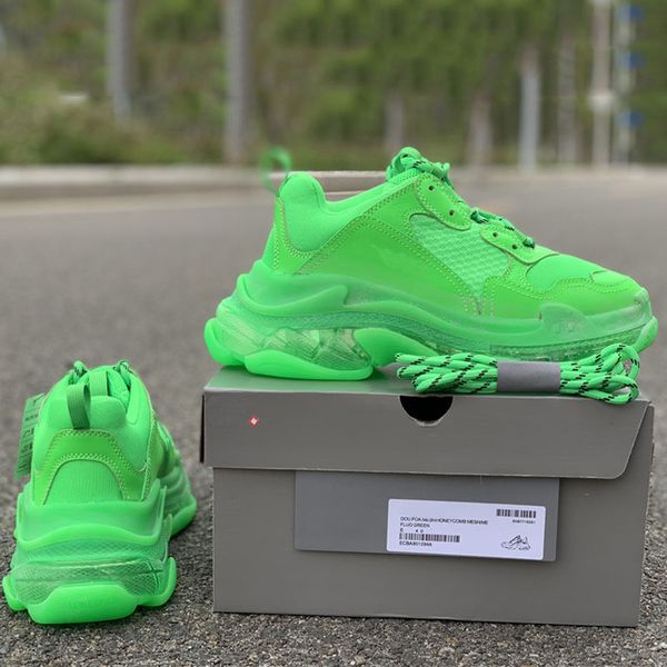 2019 new arrival luxury pari triple cry tal ole port hoe cla ical green old dad hoe fa hion clunky neaker