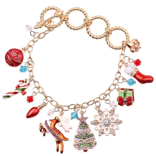christmas bracelets santa claus tree dangle bracelet alloy chain dripping new year celebration gift fashion jewelry bangle, Golden;silver
christmas bracelets santa claus tree dangle bracelet alloy chain dripping new year celebration gift fashion jewelry bangle, Golden;silver