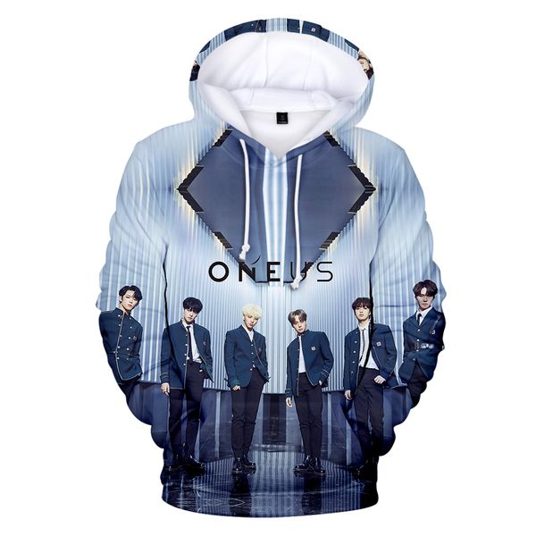 new korean kpop oneus 3d hooded hoodies women/men k- long sleeve sweatshirt pullovers 2019 casual streetwear clothes, Black
