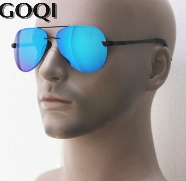 goqi ,iconic fashion pilot model men metal frame polarized sunglasses ,63mm rimless classical holiday leisure gafas, Blue
goqi ,iconic fashion pilot model men metal frame polarized sunglasses ,63mm rimless classical holiday leisure gafas, Blue