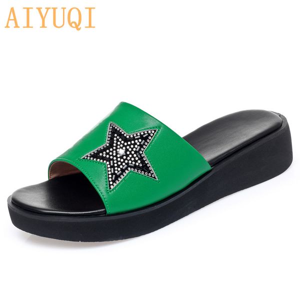 aiyuqi women slippers genuine leather 2020 women summer shoes new platform large size 41 42 thick bottom slippers green, Black
aiyuqi women slippers genuine leather 2020 women summer shoes new platform large size 41 42 thick bottom slippers green, Black