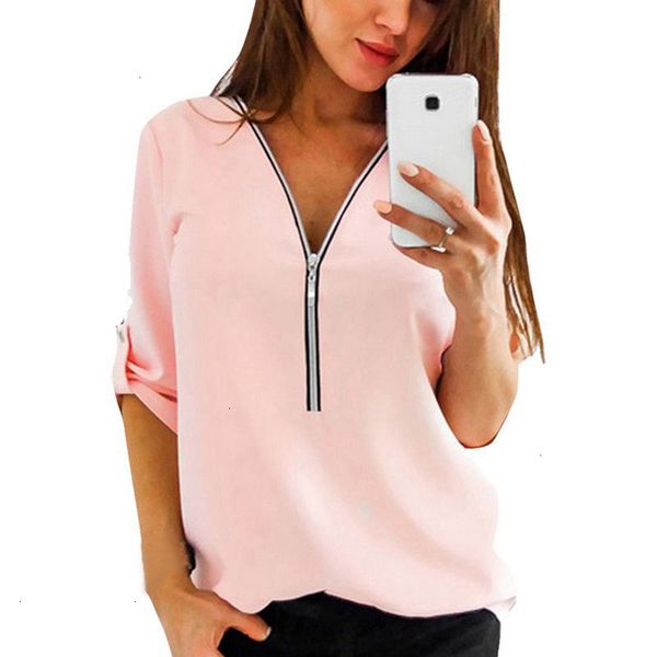 womens chiffon blouses solid women zipper v neck casual short sleeve shirts female elegant work ladies blusas plus size 5xl, White
womens chiffon blouses solid women zipper v neck casual short sleeve shirts female elegant work ladies blusas plus size 5xl, White