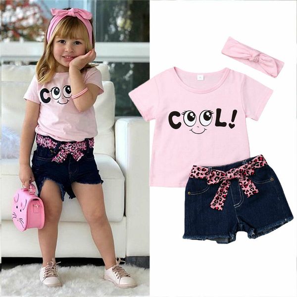 clothes newborn baby set girl cool summer short sleeve one neck tshirt denim shorts 3pcs girl clothing outfits 1-5y, White 
clothes newborn baby set girl cool summer short sleeve one neck tshirt denim shorts 3pcs girl clothing outfits 1-5y, White