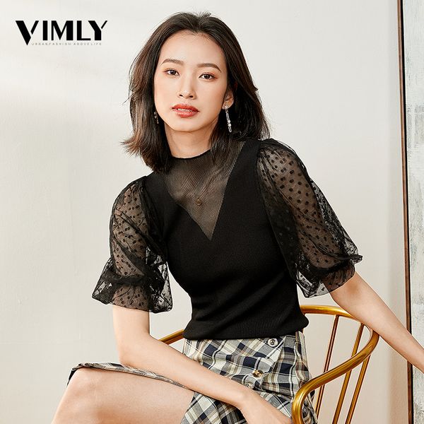 vimly women spring lantern sleeve stretchy blouses elegant ladies mesh sleeve knitted slim elastic blouse shirts black, White
vimly women spring lantern sleeve stretchy blouses elegant ladies mesh sleeve knitted slim elastic blouse shirts black, White