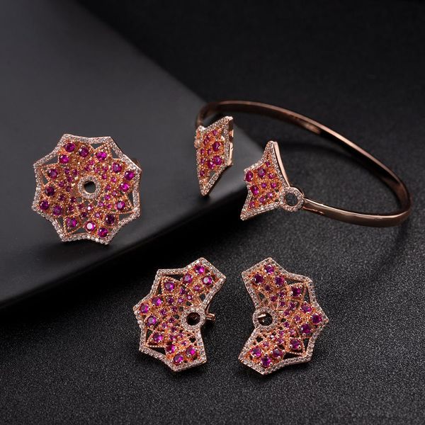 creative floral three-piece set of earrings ring bracelet micro zircon jewelry for women's wedding jewelry, Silver
creative floral three-piece set of earrings ring bracelet micro zircon jewelry for women's wedding jewelry, Silver
