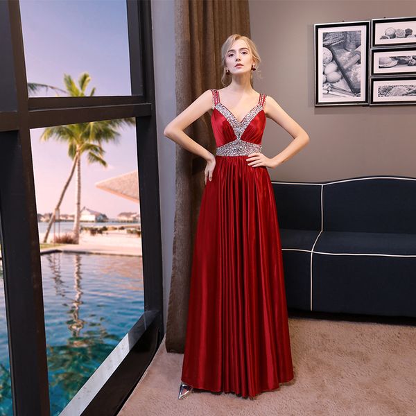 holievery beaded v neck satin long evening dresses with spaghetti straps 2020 floor length evening gowns for party, White;black
holievery beaded v neck satin long evening dresses with spaghetti straps 2020 floor length evening gowns for party, White;black