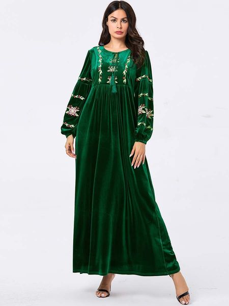 mc209084 women's embroidered gold velvet long burqa musulam islamique abaya acetate muslimi, Red 
mc209084 women's embroidered gold velvet long burqa musulam islamique abaya acetate muslimi, Red