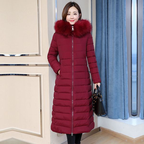 big size winter coat women fashion long over-the-knee heavy cotton-padded jacket fashionable with thick coat parkas female m-4xl, Black 
big size winter coat women fashion long over-the-knee heavy cotton-padded jacket fashionable with thick coat parkas female m-4xl, Black