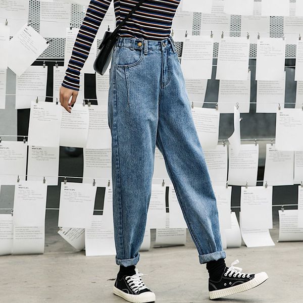 new loose boyfriend jeans for women streetwear casual high waist jeans woman denim harem pants black white womens hk268, Blue
new loose boyfriend jeans for women streetwear casual high waist jeans woman denim harem pants black white womens hk268, Blue