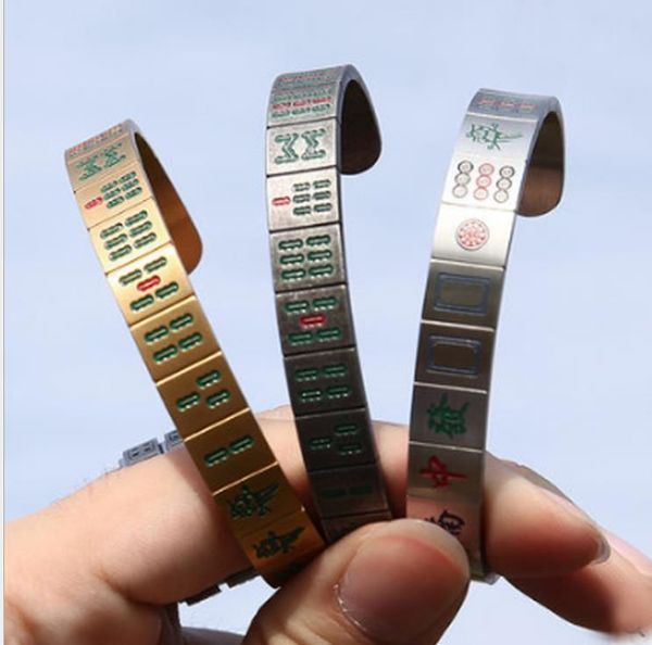 mahjong bracelet men's hip hop open trends street hip hop korean edition personality creative titanium steel lettering bracelet, Golden;silver
mahjong bracelet men's hip hop open trends street hip hop korean edition personality creative titanium steel lettering bracelet, Golden;silver