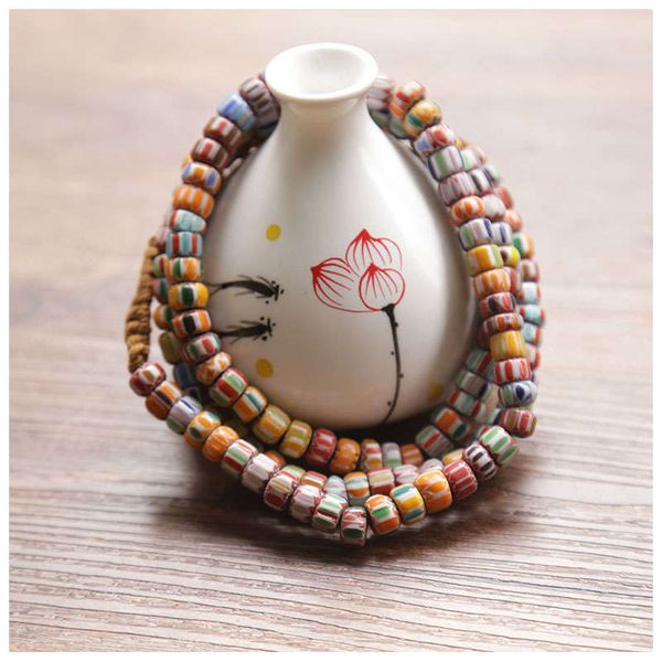 tsb0005 nepal hand antiqued trade lampwork beads colorful barrel safron beads strand necklace, Silver
tsb0005 nepal hand antiqued trade lampwork beads colorful barrel safron beads strand necklace, Silver