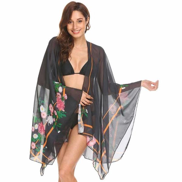 women casual floral summer beach chiffon poncho summer, autumn cape bikini loose long sleeve cover up casual, Blue;gray
women casual floral summer beach chiffon poncho summer, autumn cape bikini loose long sleeve cover up casual, Blue;gray