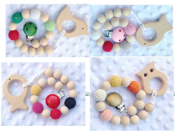 1pcs Teething Natural Wood Pacifier Baby Kids Care Wooden Teether Rings Gifts