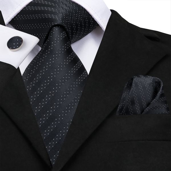 hi-tie black stripe necktie set white dot 100% silk ties for formal mens formal business suit wedding party n-3127, Black;blue 
hi-tie black stripe necktie set white dot 100% silk ties for formal mens formal business suit wedding party n-3127, Black;blue