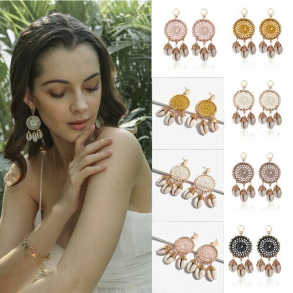 new handmade boho circle dream catcher shell conch long dangle earrings us, Golden;silver
new handmade boho circle dream catcher shell conch long dangle earrings us, Golden;silver