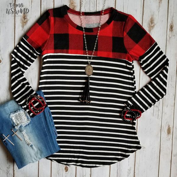 spring autumn women t shirt long sleeve plaid striped splicing o neck casual female t shirt ladies tee, White
spring autumn women t shirt long sleeve plaid striped splicing o neck casual female t shirt ladies tee, White