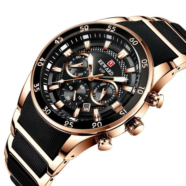 reward brand genuine multifunctional sports men's watch luxury calendar luminous waterproof watch silicone bag solid steel band men, Slivery;brown
reward brand genuine multifunctional sports men's watch luxury calendar luminous waterproof watch silicone bag solid steel band men, Slivery;brown