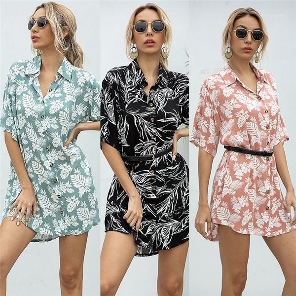 floral printed womens designer shirts dresses short sleeve lapel neck button dresses casual summer vacation sundress womens clothing summer, Black;gray
floral printed womens designer shirts dresses short sleeve lapel neck button dresses casual summer vacation sundress womens clothing summer, Black;gray