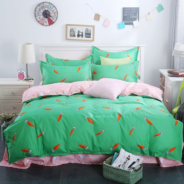 

4pcs/set home fashionable cartoon bedding set simple & soft bedclothes skin-friendly pillowcase duvet cover bedsheet