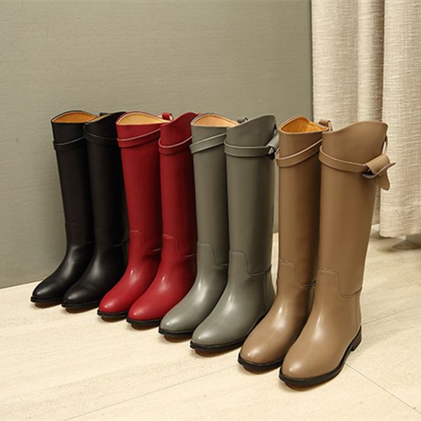 new fashion autumn winter shoes woman leather knee high knight boots designer metal buckle round toe low heels woman slip on boots, Black
new fashion autumn winter shoes woman leather knee high knight boots designer metal buckle round toe low heels woman slip on boots, Black