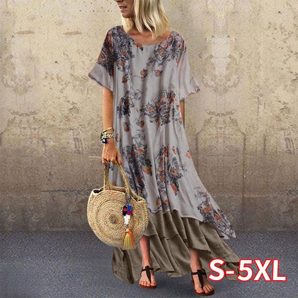 women boho dress vintage print patchwork short sleeve o-neck vintage maxi plus size dress summer women clothes, Black;gray
women boho dress vintage print patchwork short sleeve o-neck vintage maxi plus size dress summer women clothes, Black;gray