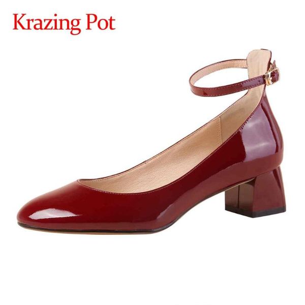 krazing pot vintage real leather high fashion round toe med square heels buckle straps beauty lady daily wear women pumps l05, Black
krazing pot vintage real leather high fashion round toe med square heels buckle straps beauty lady daily wear women pumps l05, Black