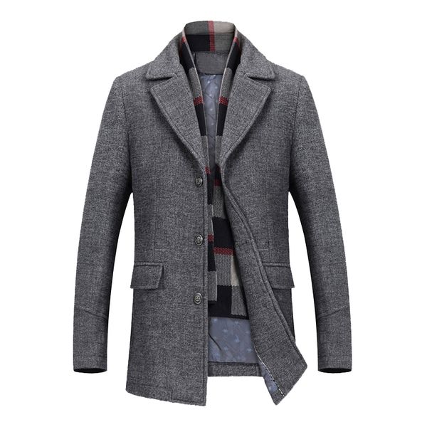 wool coat for men's winter coats thick cotton wool jackets male casual fashion slim fit long jacket scarf men outwear plus size, Black
wool coat for men's winter coats thick cotton wool jackets male casual fashion slim fit long jacket scarf men outwear plus size, Black